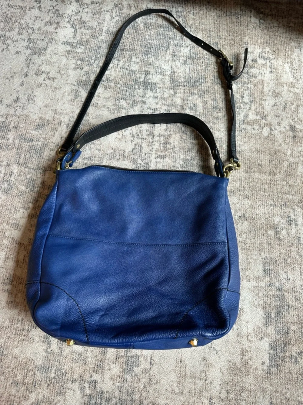 orYANY Royal Blue Pebbled Leather Slouchy Hobo Bag Crossbody